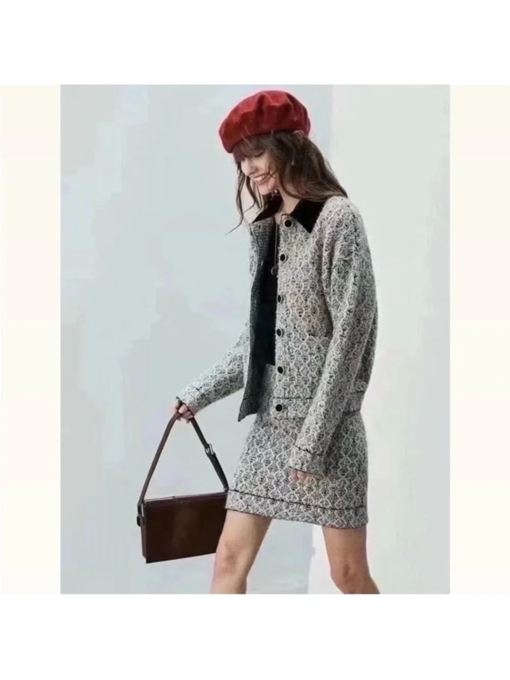 Sandro Jazy Contrast Collar Wool-Lurex Tweed Jacket , NWT - Picture 11 of 11